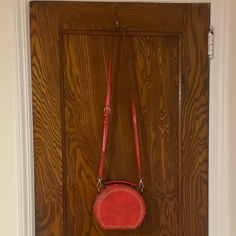 INC International Concepts Women's Rilie Circle Top Handle Crossbody Bag Red